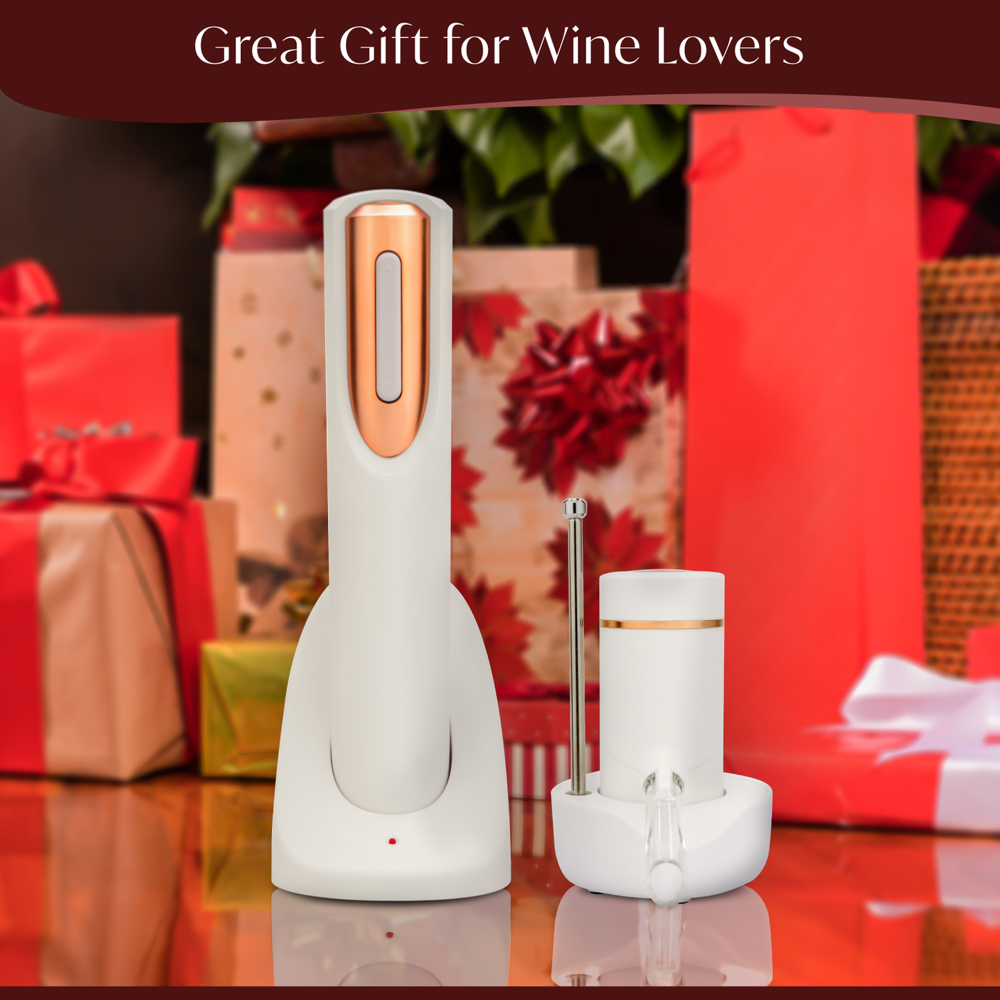 Rechargeable Electric Wine Opener + Electric Wine Dispenser and Aerator Gift Bundle Set