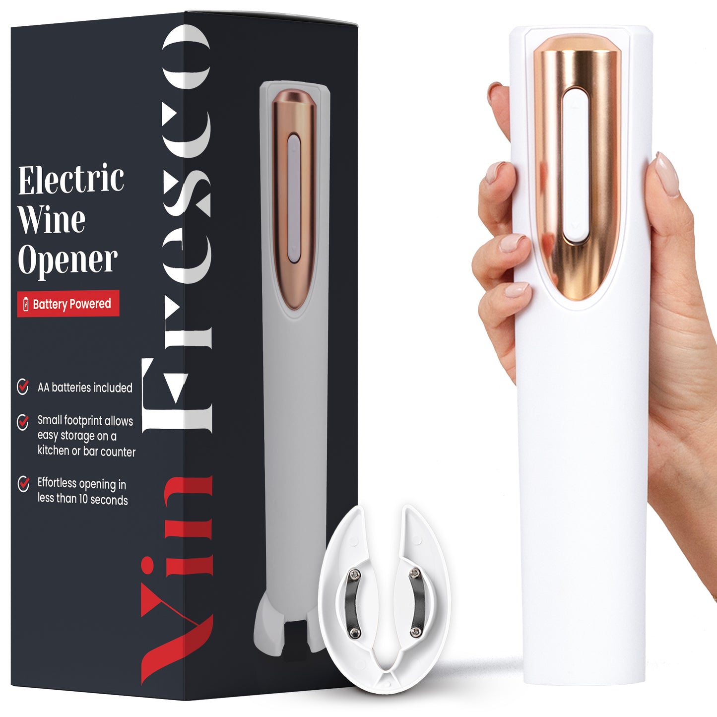 Battery Powered Electric Wine Bottle Opener With Foil Cutter