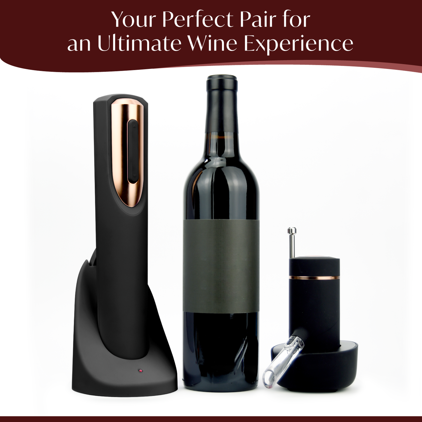 Rechargeable Electric Wine Opener + Electric Wine Dispenser and Aerator Gift Bundle Set