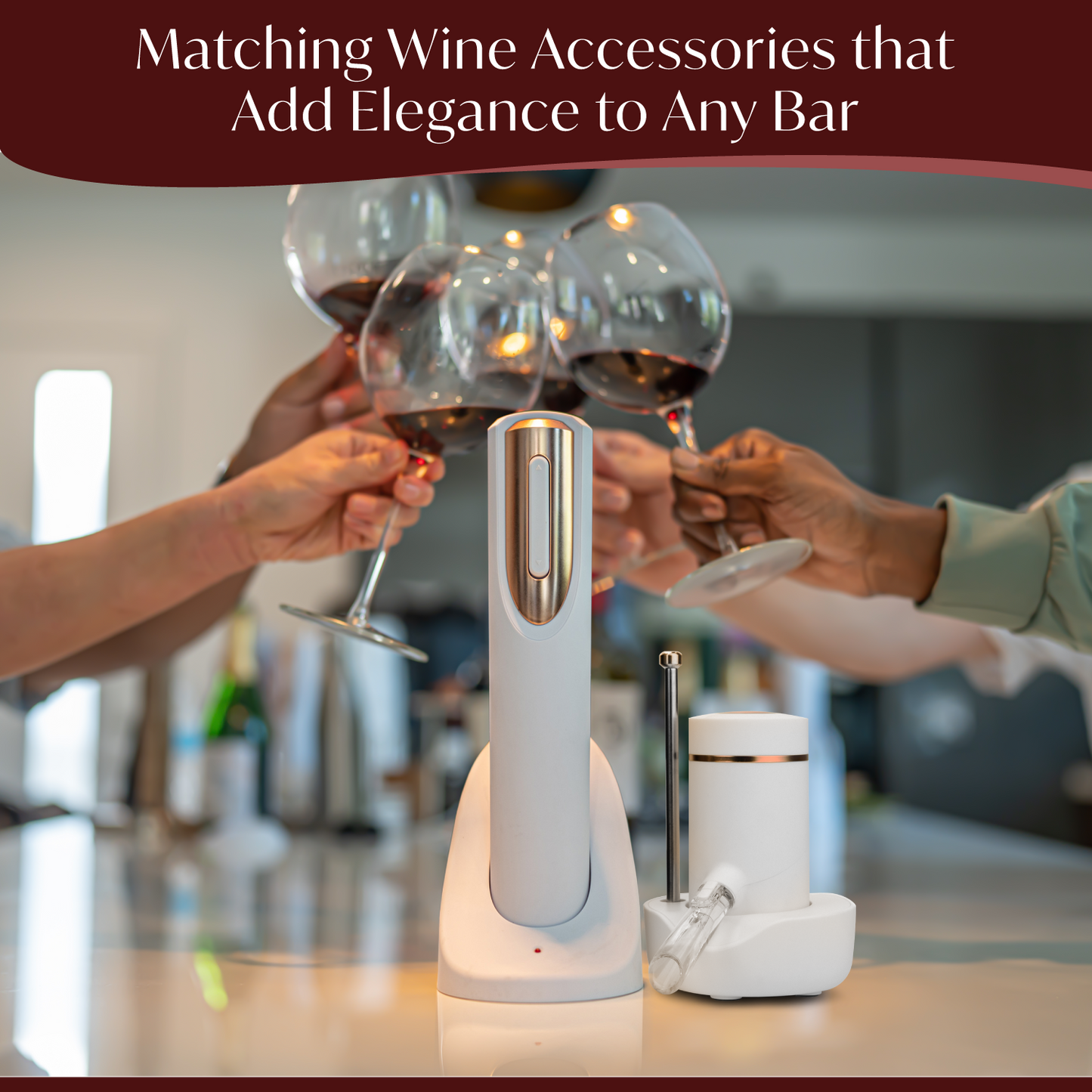 Rechargeable Electric Wine Opener + Electric Wine Dispenser and Aerator Gift Bundle Set