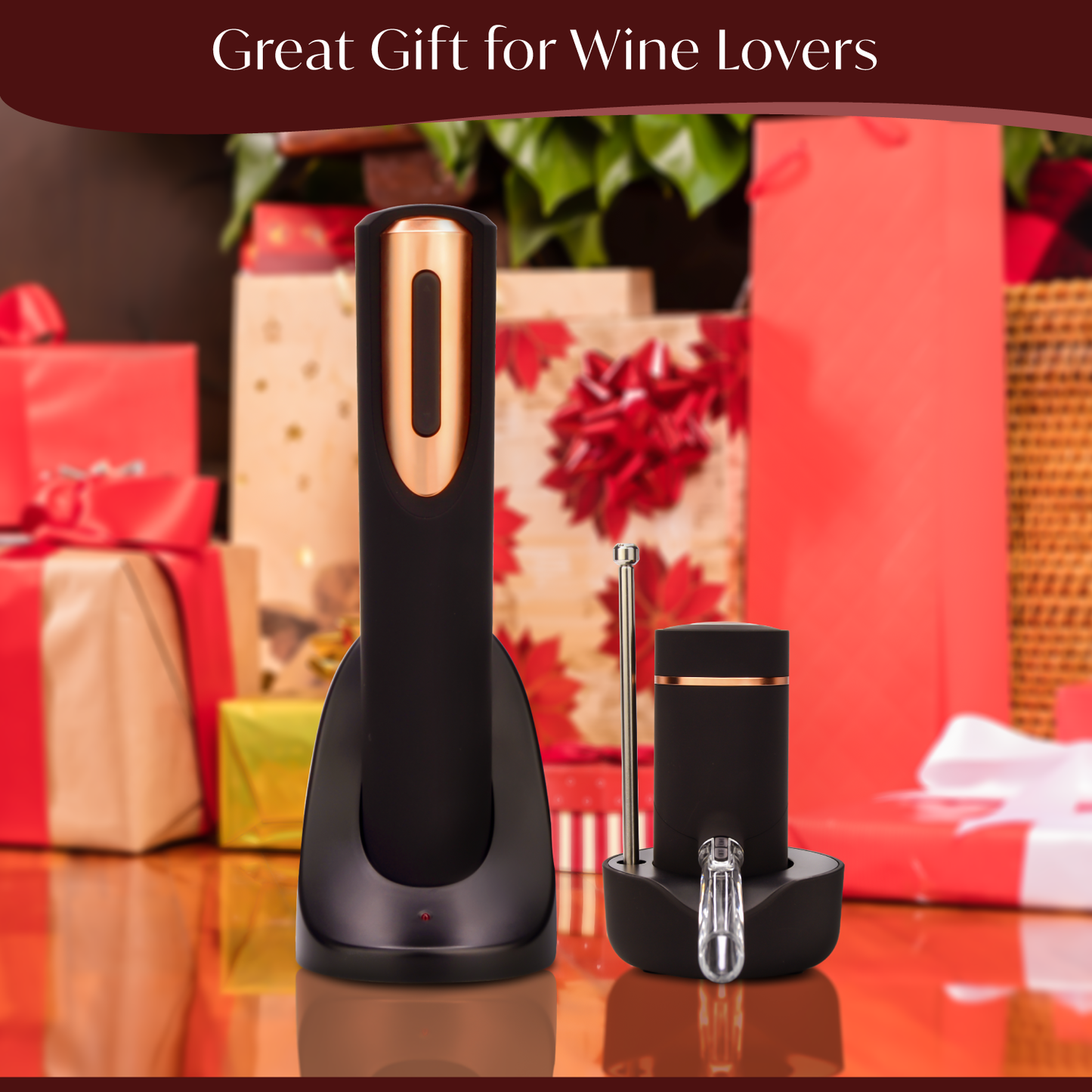 Rechargeable Electric Wine Opener + Electric Wine Dispenser and Aerator Gift Bundle Set