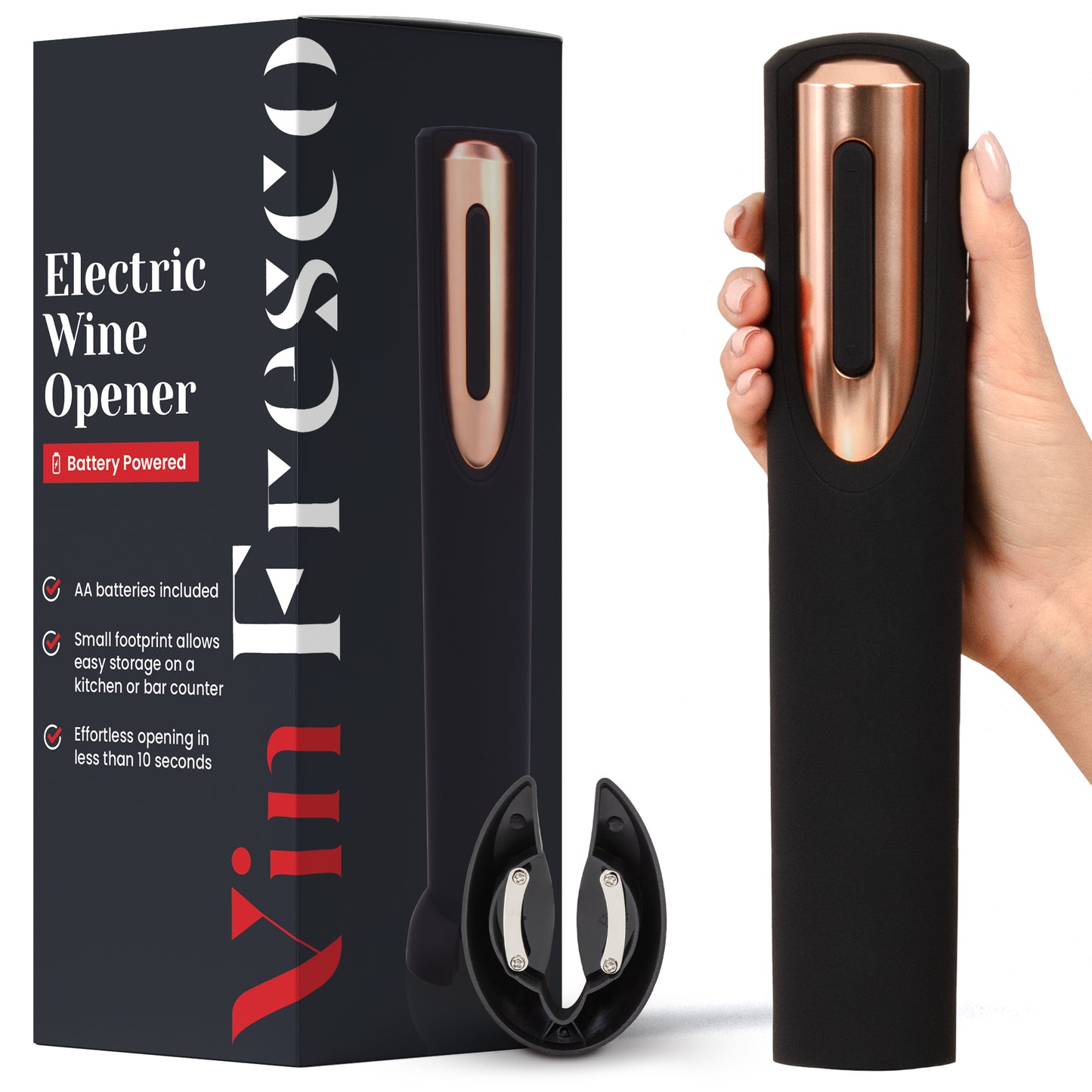 Battery Powered Electric Wine Bottle Opener With Foil Cutter