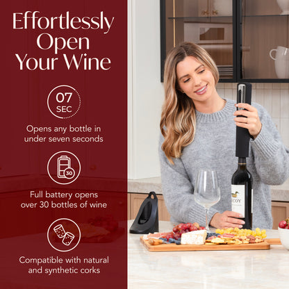 Rechargeable Electric Wine Bottle Opener with Charging Base & Foil Cutter