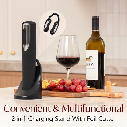 Rechargeable Electric Wine Bottle Opener with Charging Base & Foil Cutter