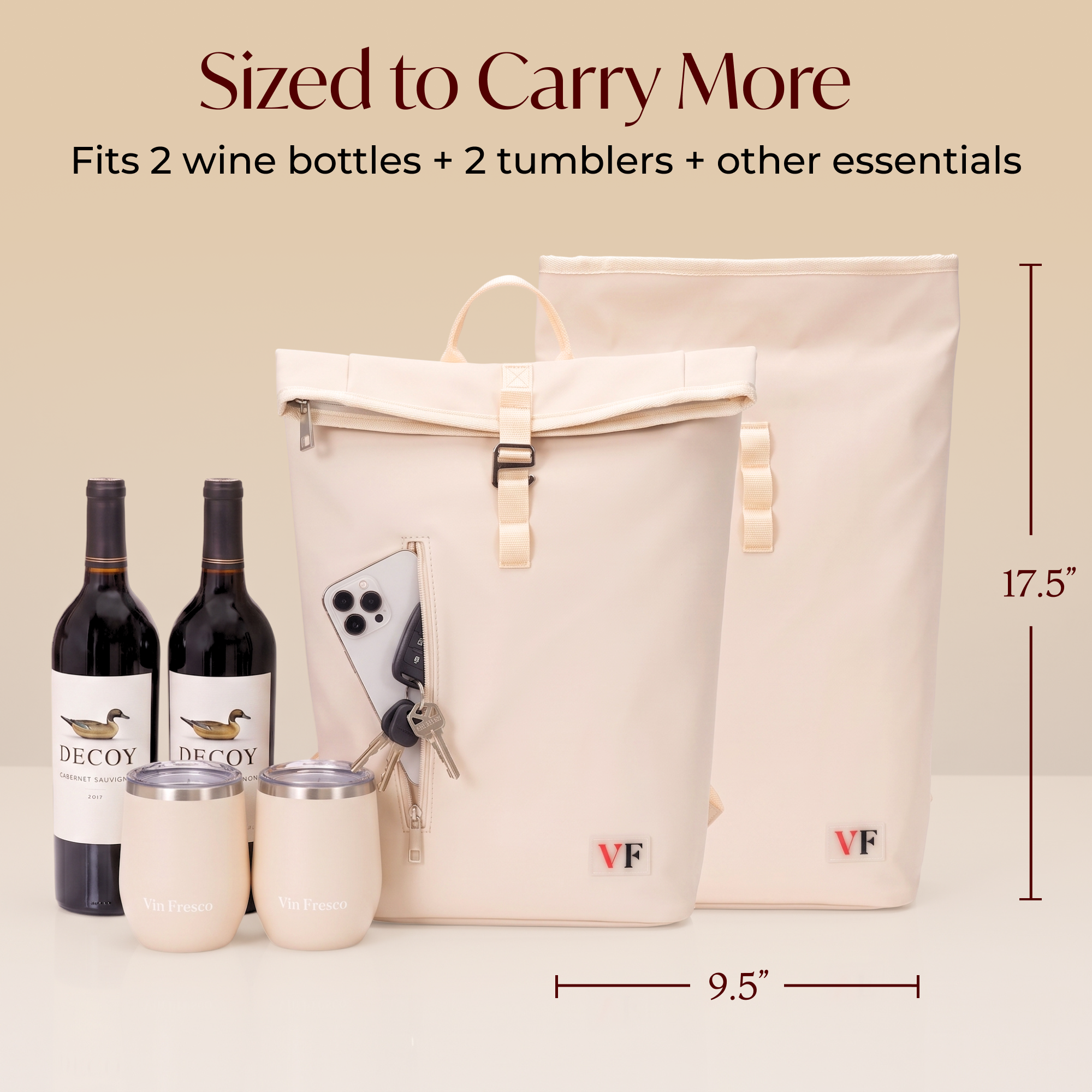 Two Bottle Rolltop Wine Backpack