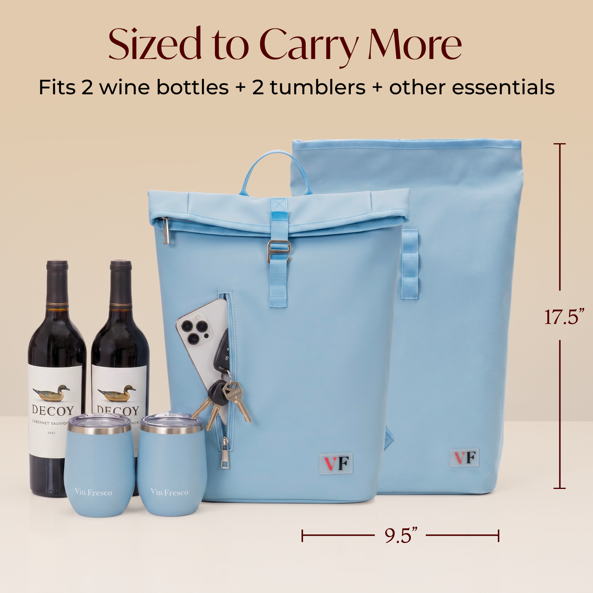 Two Bottle Rolltop Wine Backpack