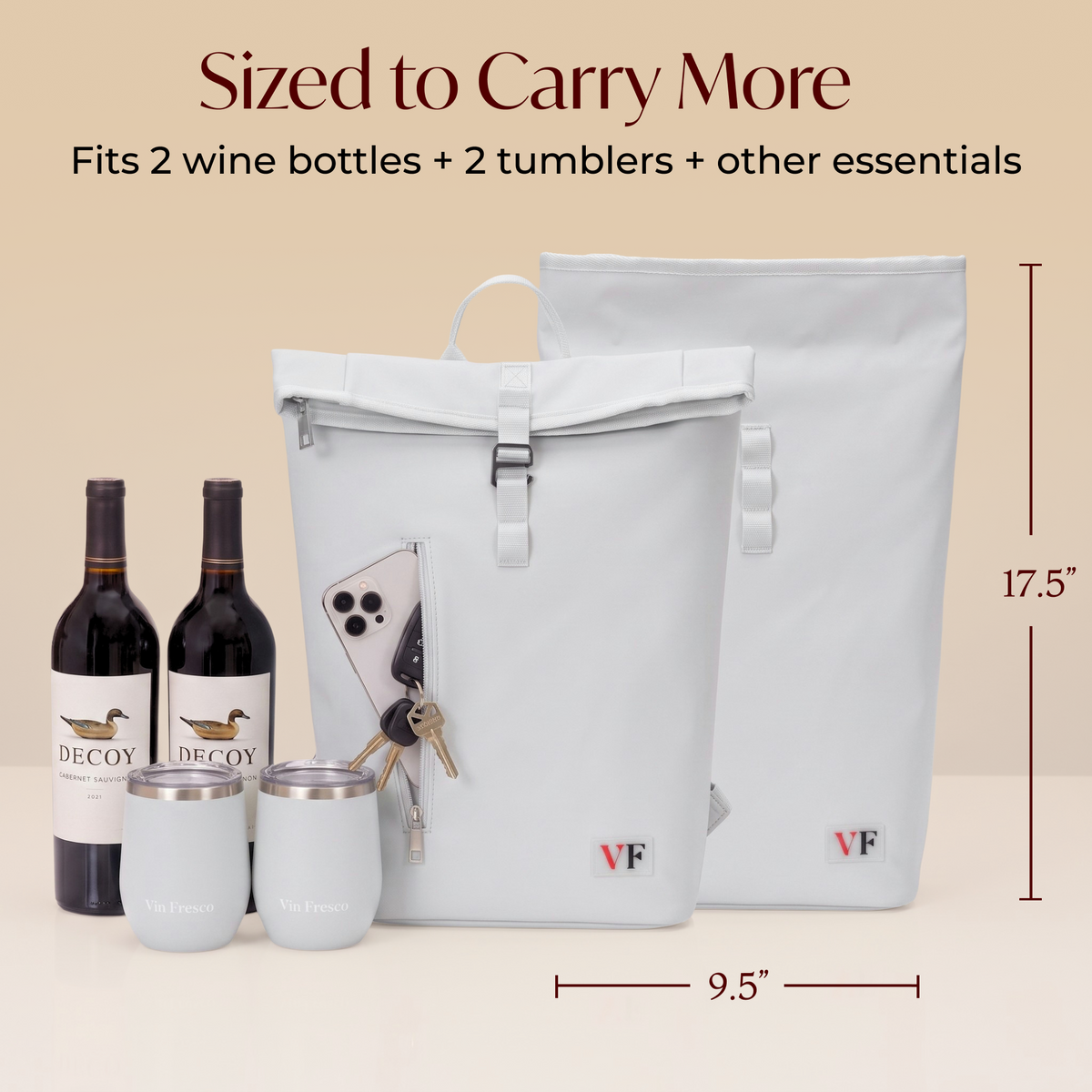 Two Bottle Rolltop Wine Backpack